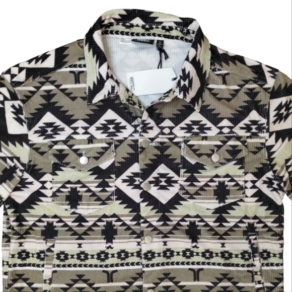 Wesc Sweden Corduroy Trucker Jacket Unisex Aztec Ethnic - Picture 10 of 10
